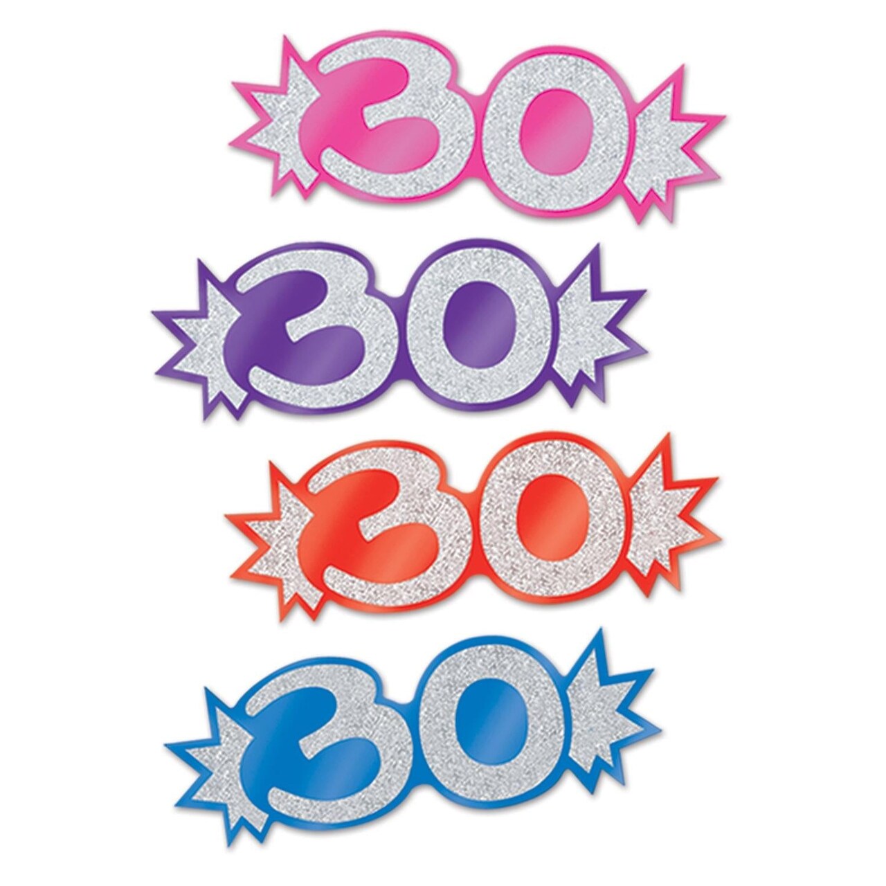 192 Pack Bulk 30th Birthday Party Mini Glittered Foil Cutouts